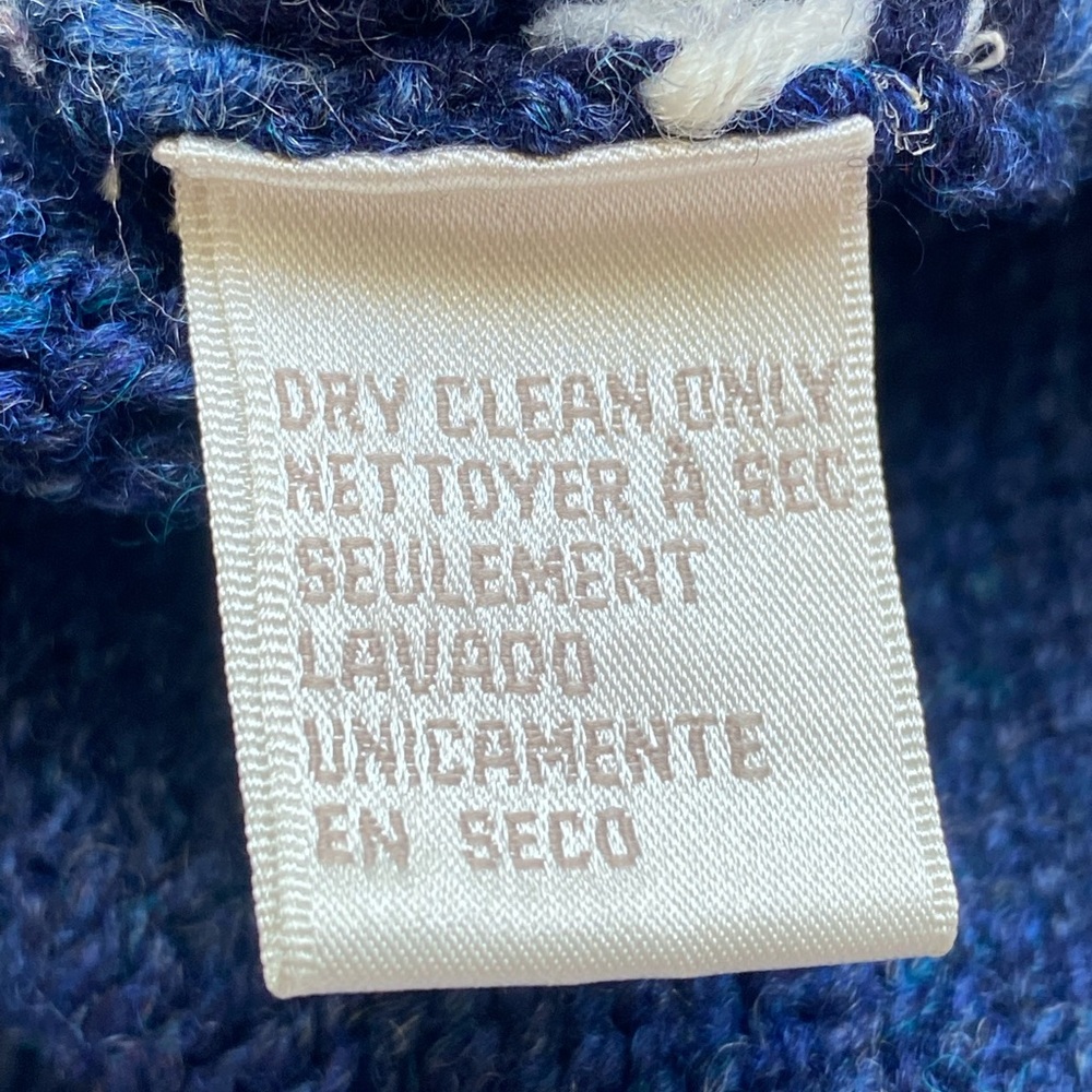 Vintage Jones New York SPORT Women Hand Knit Sweater Sz L Blue White 100% Wool - Picture 13 of 14
